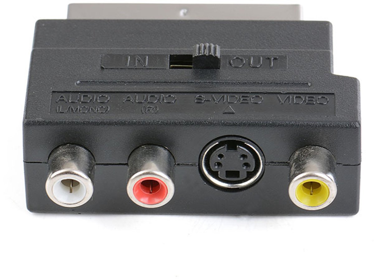 Scart AV Adapter – Scart naar 3x RCA & S-Video – Schakelbaar In/Uit – Zwart