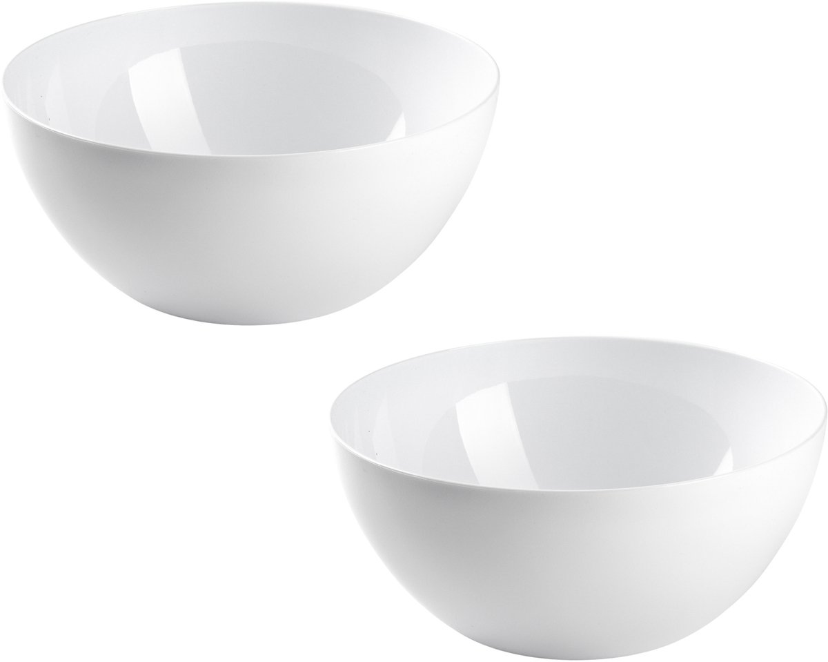 Plasticforte Keuken voedsel serveren schaal - 2x - D23 x H9 cm - kunststof - wit - 2900 ml