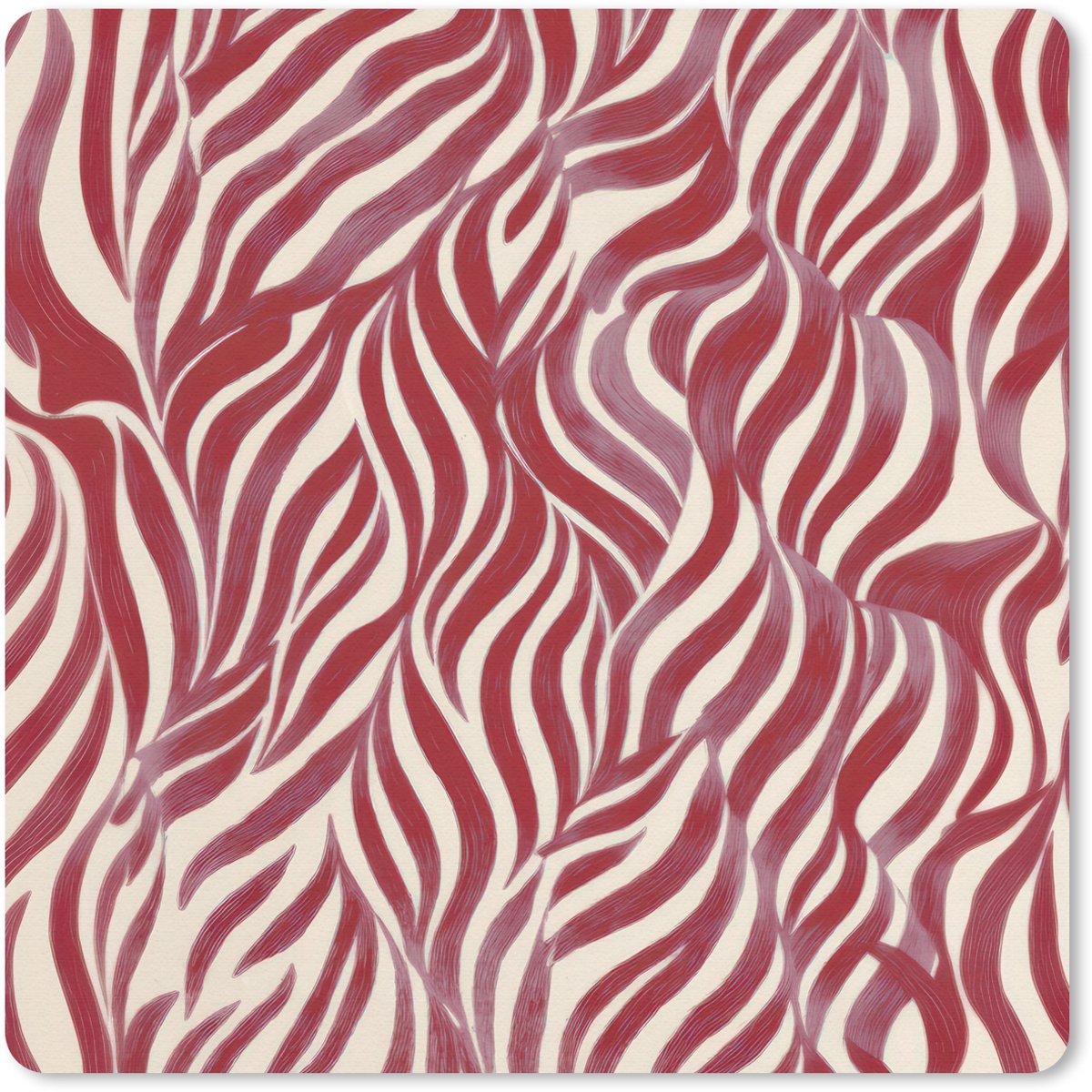 Muismat 30x30 cm - Mousepad Golvende vormen - Abstract - Rood - Muismatten