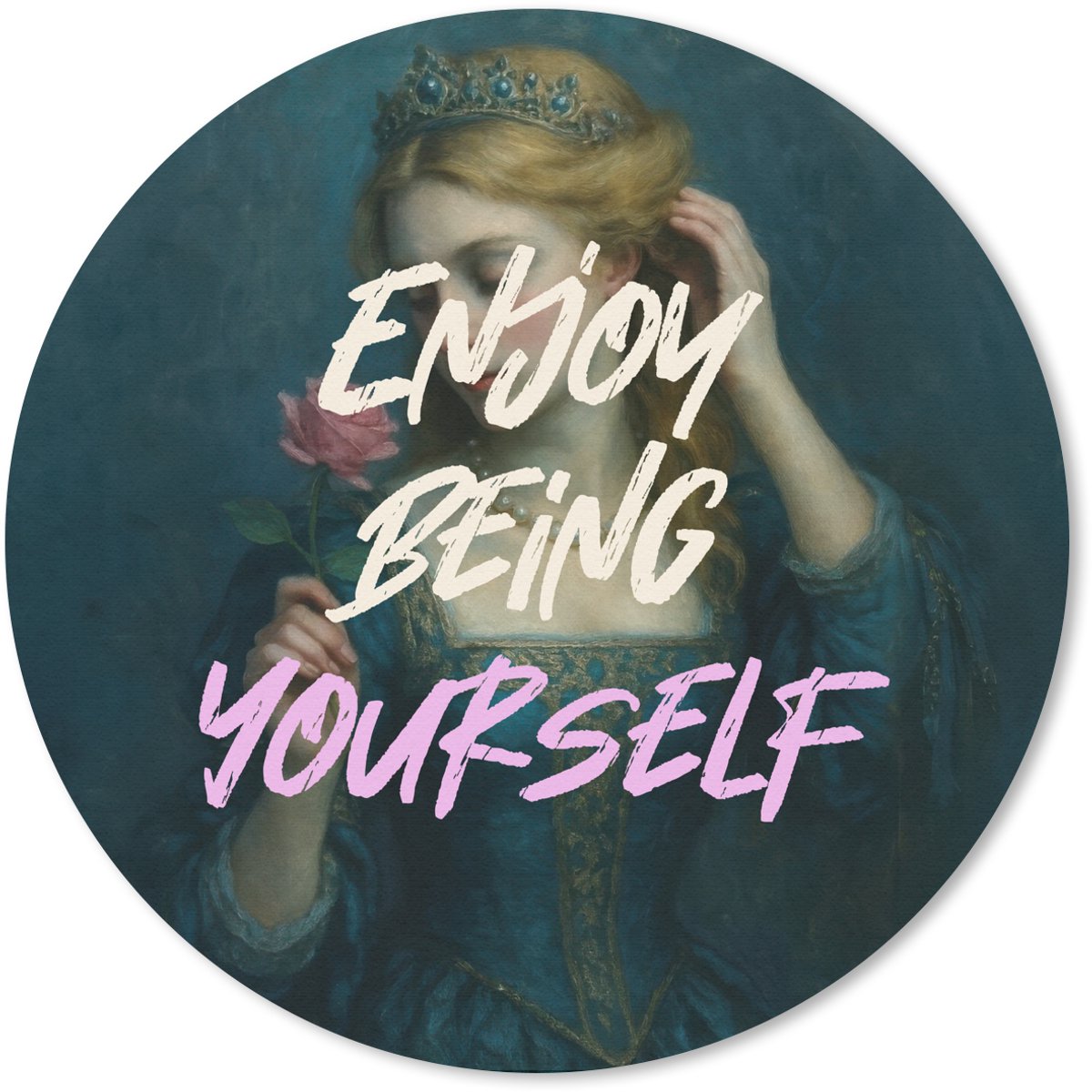 Muismat rond 50x50 cm - Mousepad Vrouw - Roos - Quote - Ronde muismatten