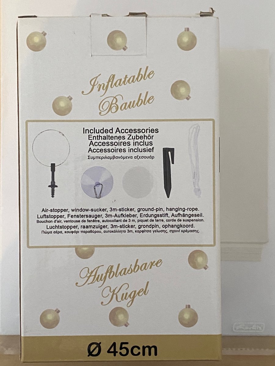 FDL- opblaasbare kerstbal 45cm- parelmoer - inclusief handpomp voor opblazen en leeglopen