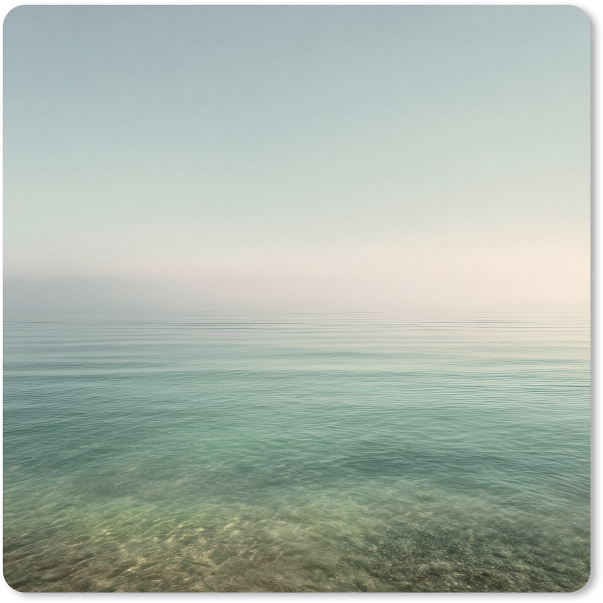 Muismat XXL 50x50 cm - Bureau onderlegger - Bureau mat Zee - Horizon - Blauw - Mist - Bureaumat - Gaming mousepad xl - Bureaulegger groot - Computer deskmat