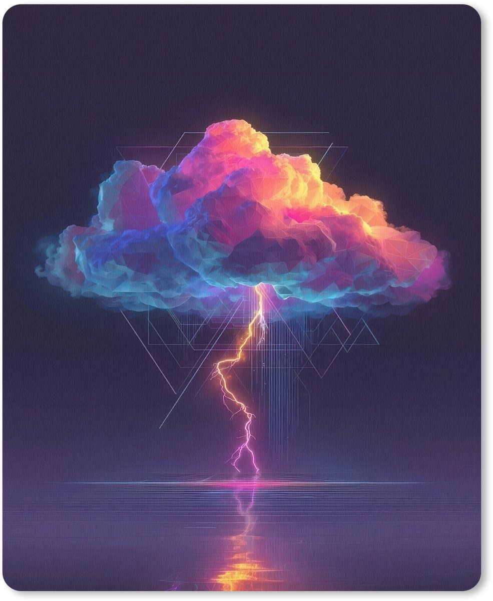 Muismat 19x23 cm - Mousepad Donderwolk - Bliksemschicht - Licht - Blauw - Muismatten