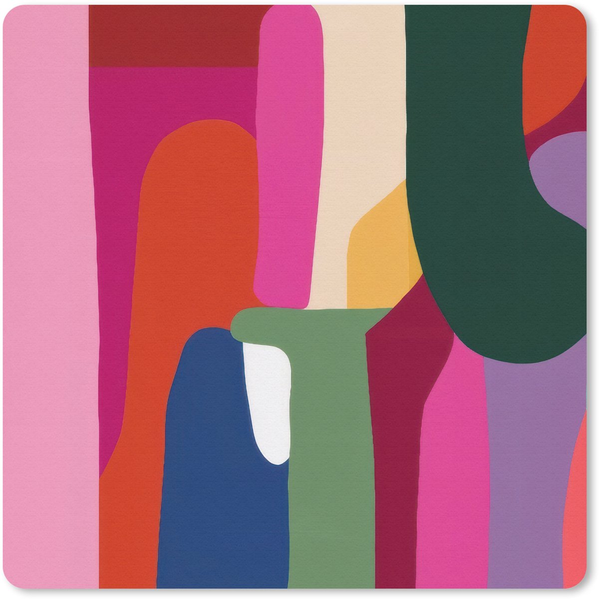 Muismat 20x20 cm - Mousepad Kleurvakken - Recht - Rond - Abstract - Muismatten