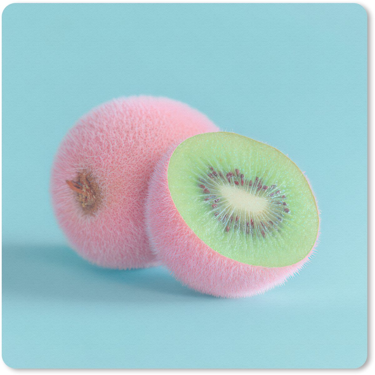 Muismat 20x20 cm - Mousepad Kiwi - Blauw - Surrealistisch - Muismatten