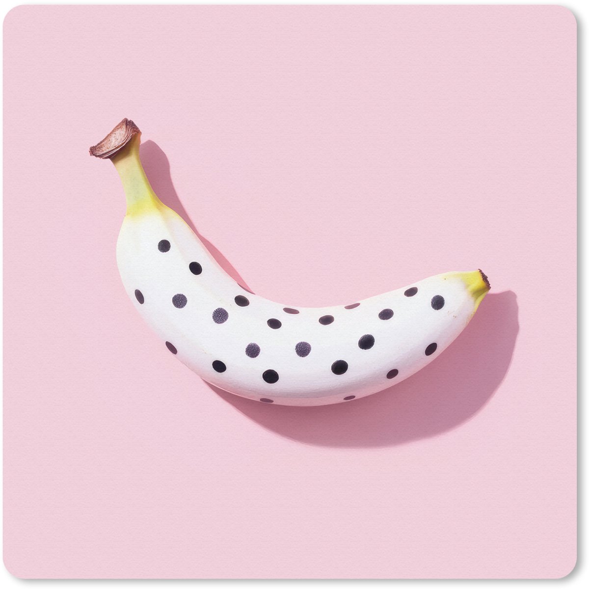 Muismat 20x20 cm - Mousepad Banaan - Stippen - roze - Muismatten
