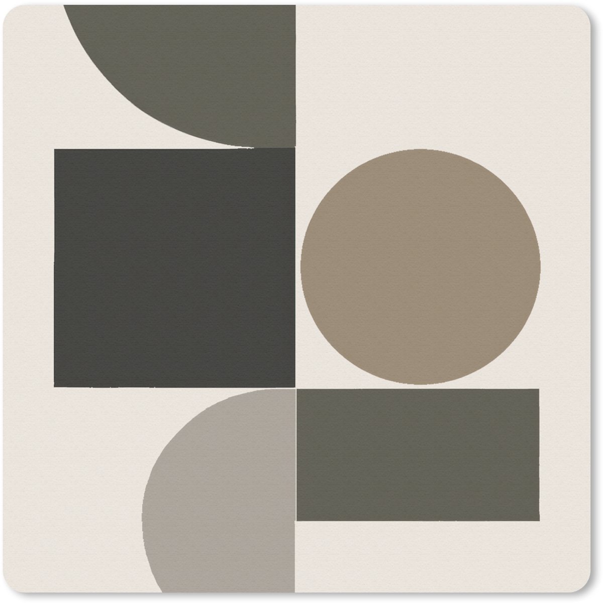 Muismat 20x20 cm - Mousepad Aardetinten - Abstracte compositie - Eenvoudige vormen - Muismatten