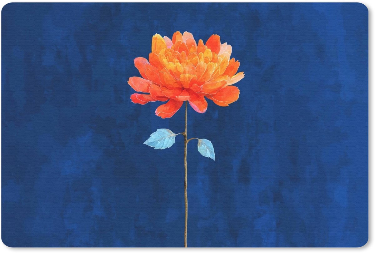 Muismat 27x18 cm - Mousepad Bloem - Oranje - Bladeren - Muismatten