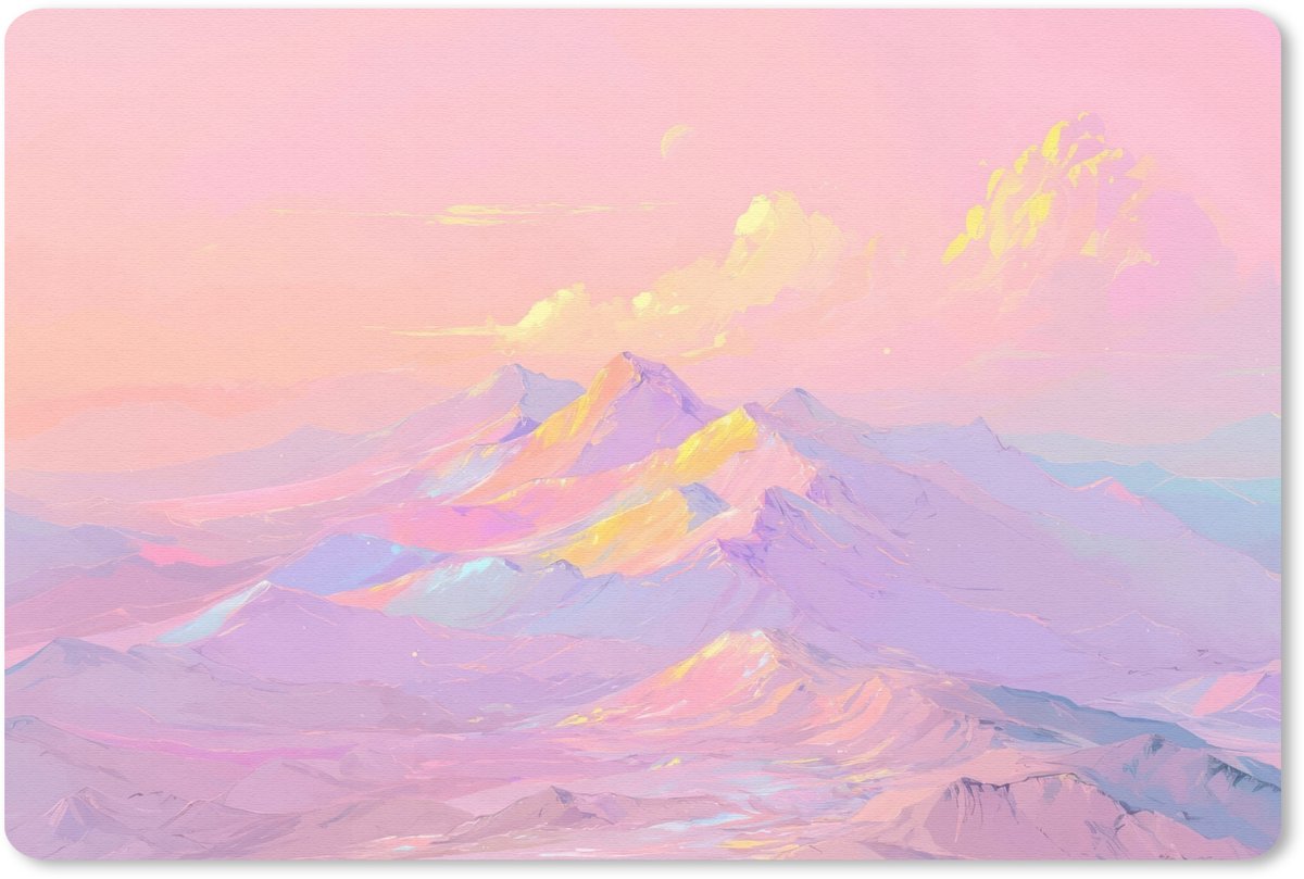Muismat 27x18 cm - Mousepad Bergtoppen - Wolken - Dromerig - Muismatten