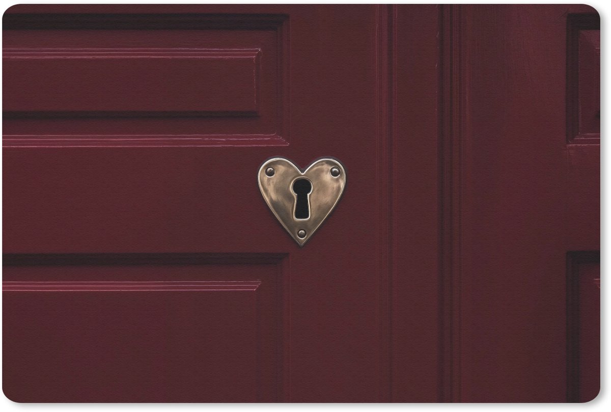 Muismat 27x18 cm - Mousepad Bordeaux - Sleutelplaat - Hout - Deur - Muismatten