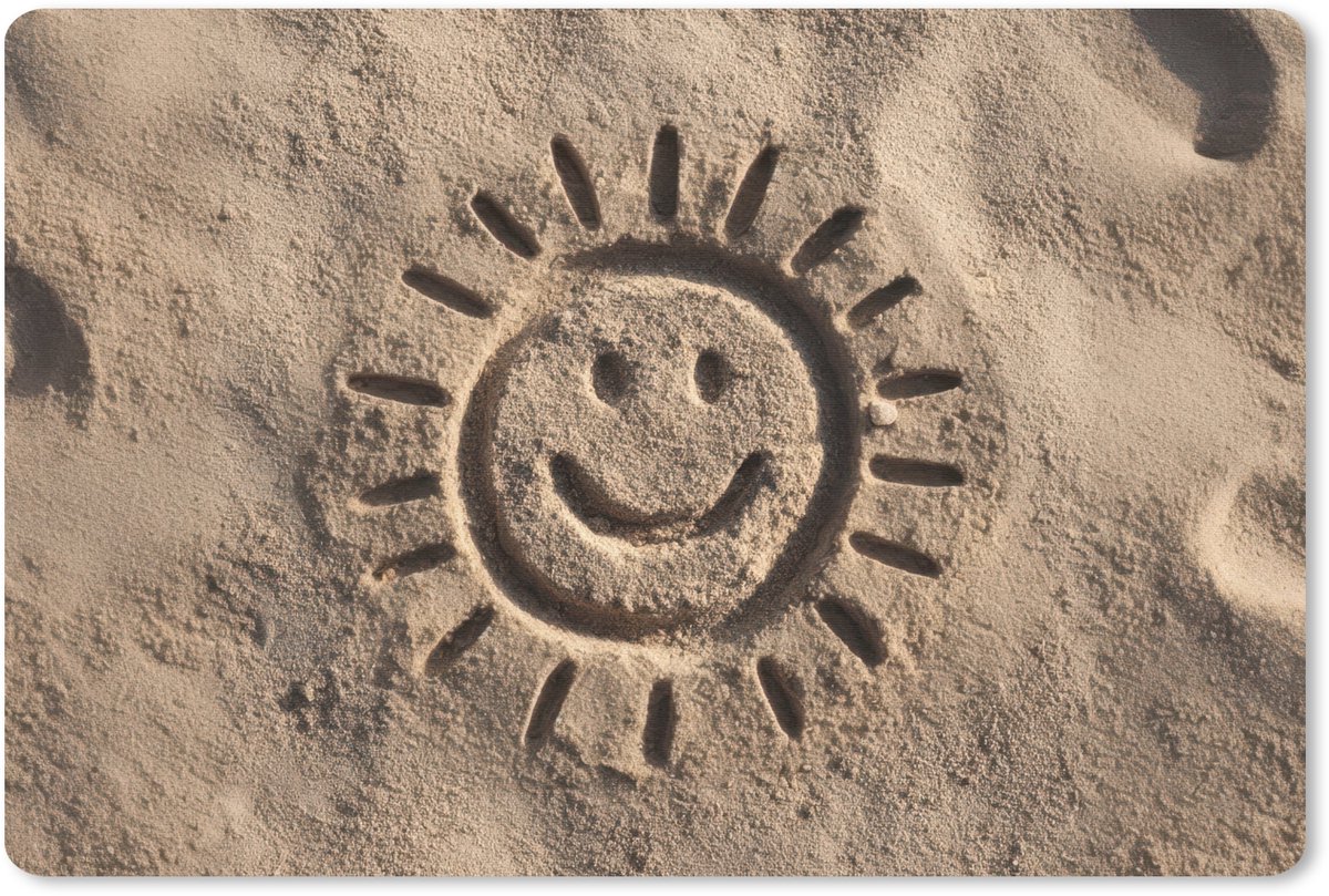 Muismat 27x18 cm - Mousepad Gezichtje - Zon - Zand - Getekend - Muismatten