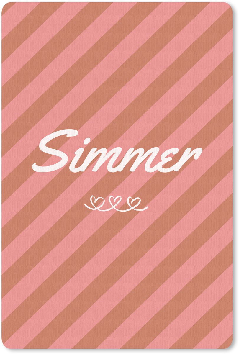 Muismat 18x27 cm - Mousepad Simmer - Hartjes - Strepen - Roze - Muismatten