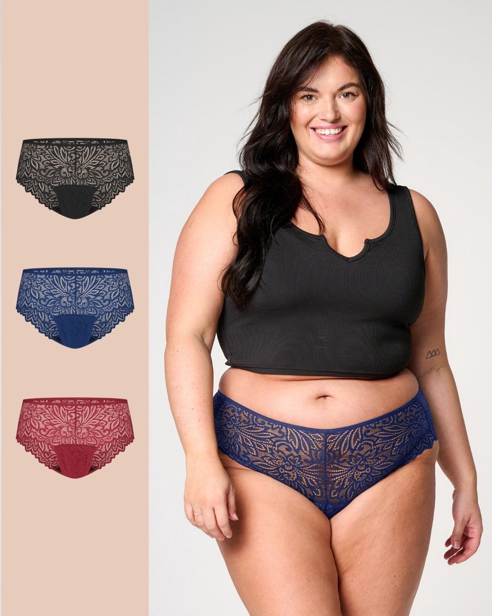 Moodies menstruatie ondergoed - bundel hipster lace - 3 stuks - dames - maat M - kleur