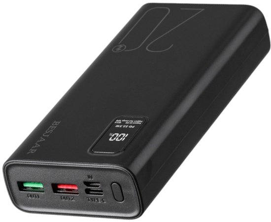 Besjaar Powerbank 20000 mAh – 22.5W Ultra Snellader - USB-A/USB-C - LED Indicatie - Universele Powerbanks Geschikt voor iOS/Android - Zwart