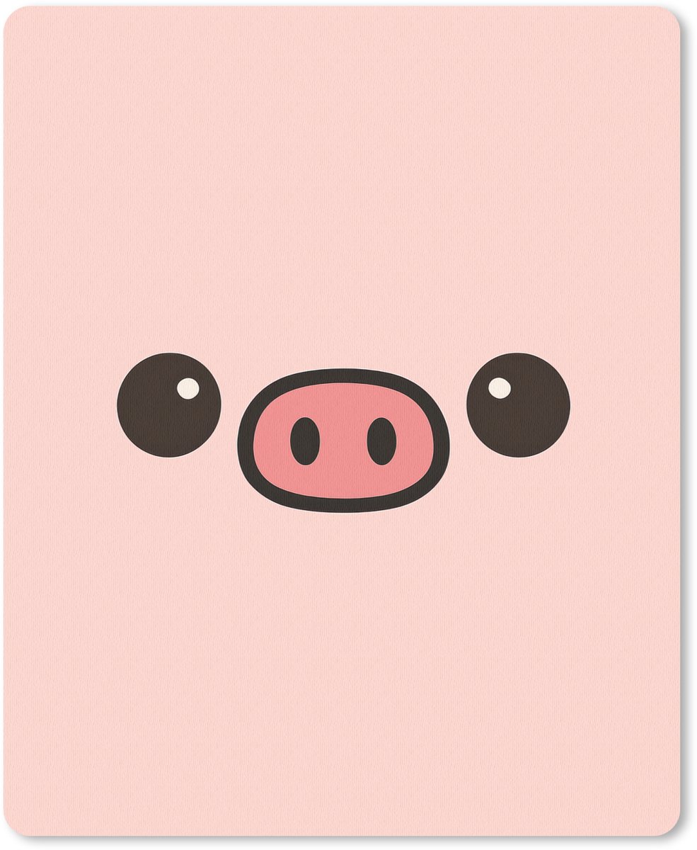 Muismat 19x23 cm - Mousepad Varken - Roze - Minimalistisch - Muismatten