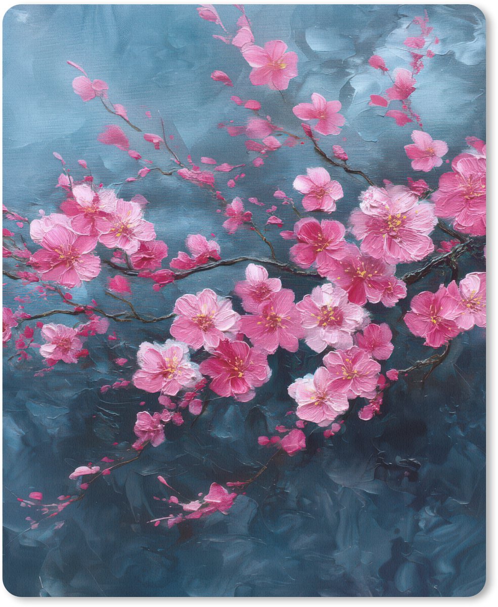 Muismat 19x23 cm - Mousepad Bloem - Bloesems - Roze - Abstract - Muismatten