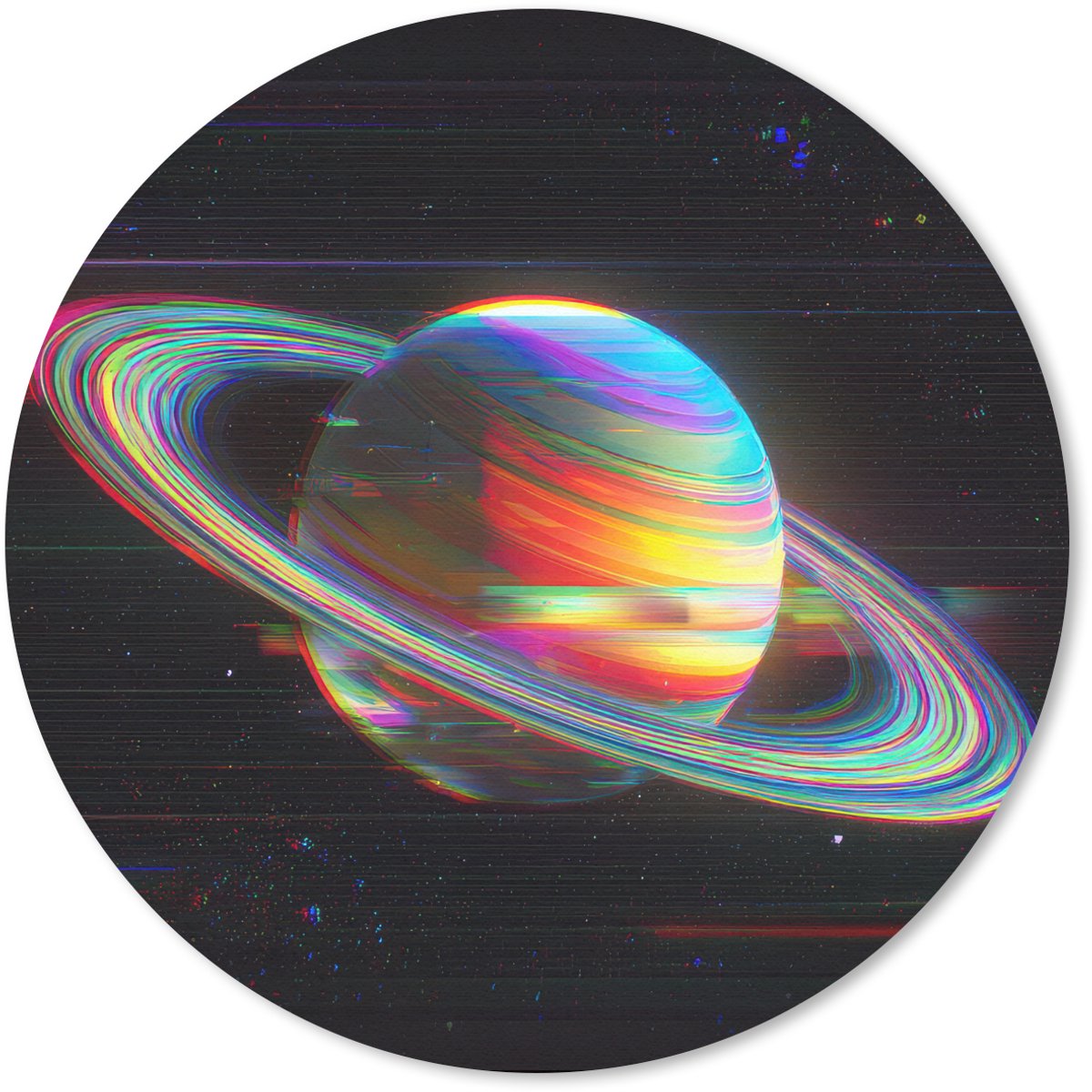 Muismat rond 40x40 cm - Mousepad Planeet - Cirkel - Kleurrijk - Ronde muismatten