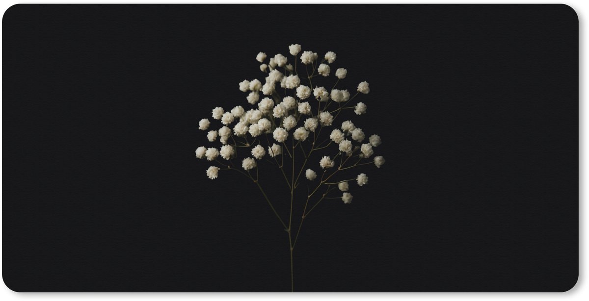 Muismat XXL 120x60 cm - Bureau onderlegger - Bureau mat Gipskruid - Bloemetjes - Wit - Minimalistisch - Bureaumat - Gaming mousepad xl - Bureaulegger groot - Computer deskmat