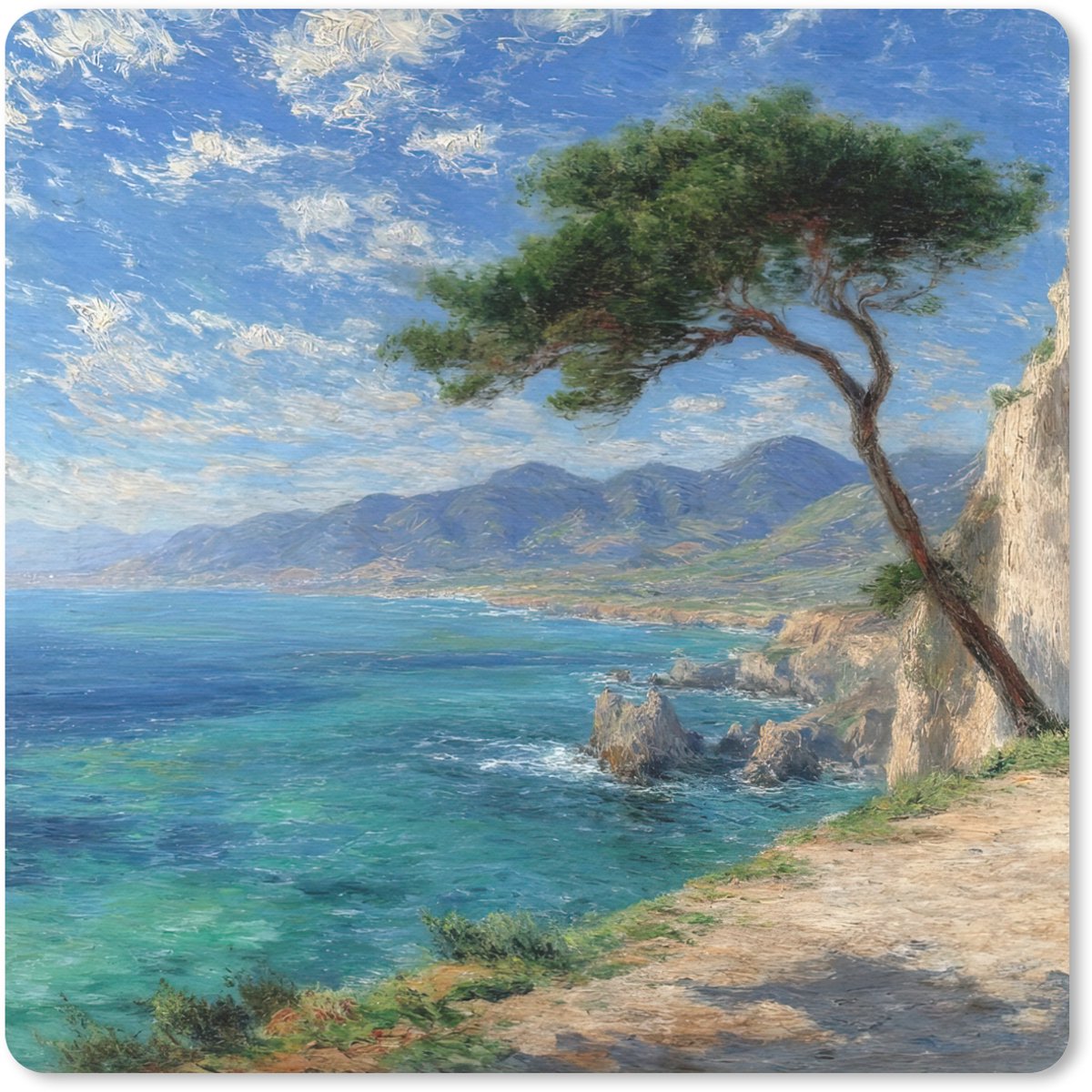 Muismat 30x30 cm - Mousepad Rotsen - Kustlijn - Boom - Bergen - Muismatten