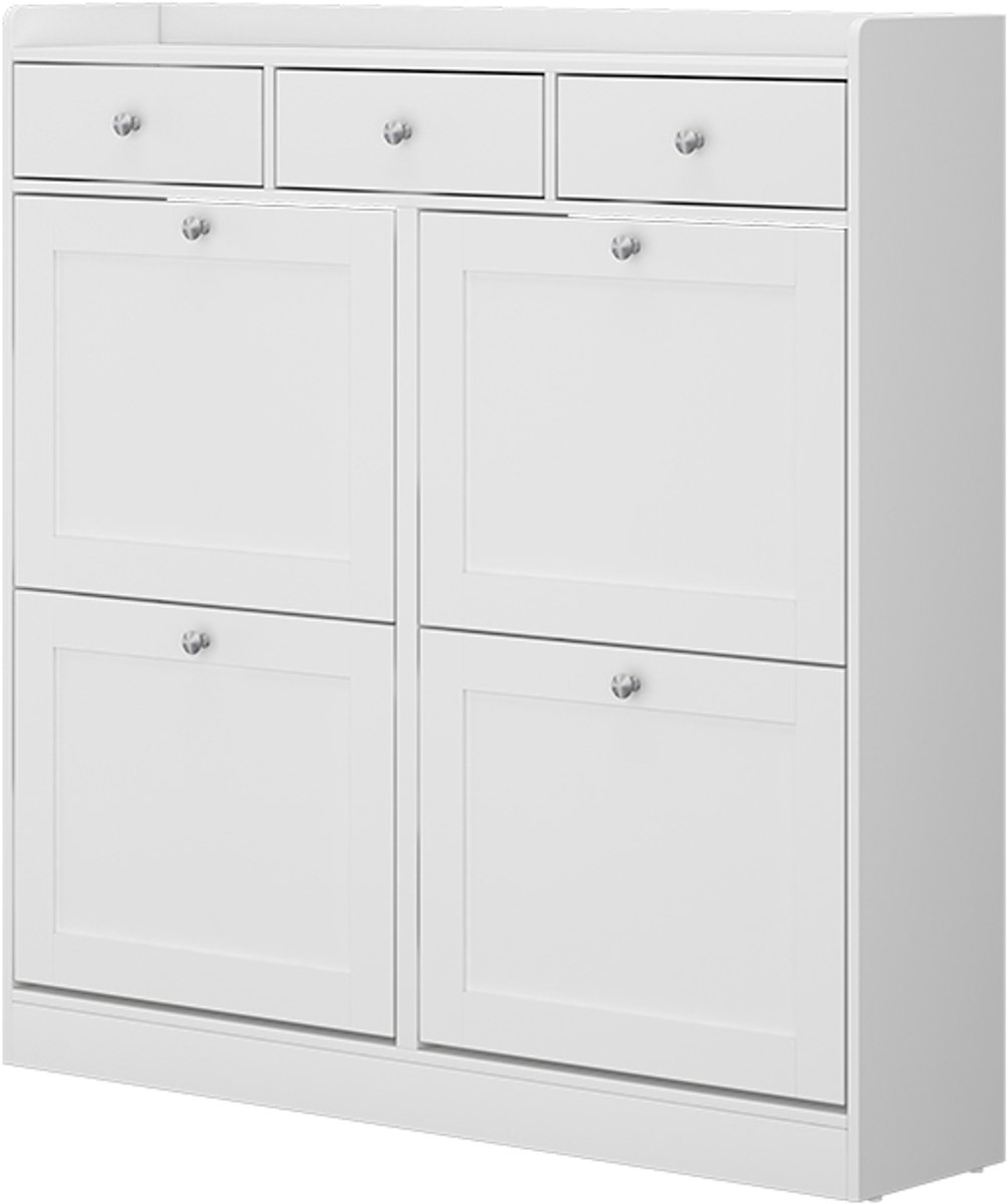 Vicco Vitto Schoenklaprek – 100 x 99.5 cm met 3 lades en 4 opvouwbare compartimenten Wit