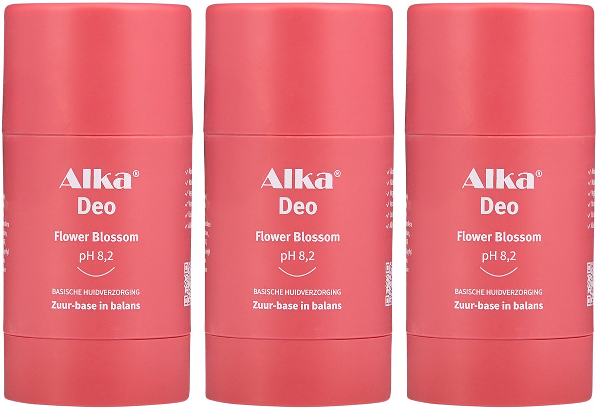 Alka® Deo Flower Blossom - 3 x 30 ml - Basische Deo pH 8,2 - Vegan & Natuurlijke en Gezonde Deodorant - 0% Aluminium - Deodorant Stick - Unisex