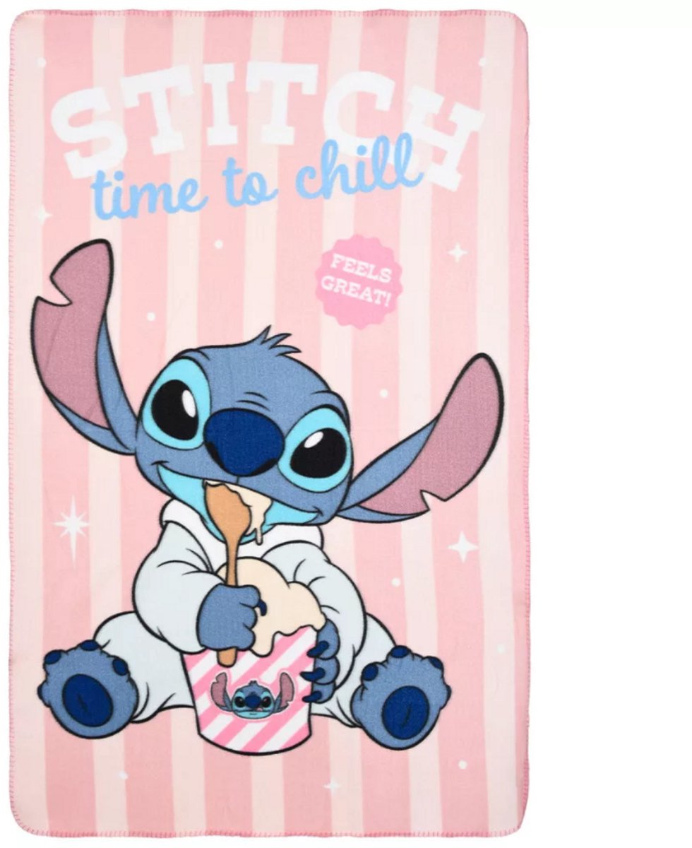 Disney Lilo en Stitch Time to Chill fleece deken 100x150cm, Lilo en Stitch fleece deken, Fleece deken, lilo en stitch, dekentje