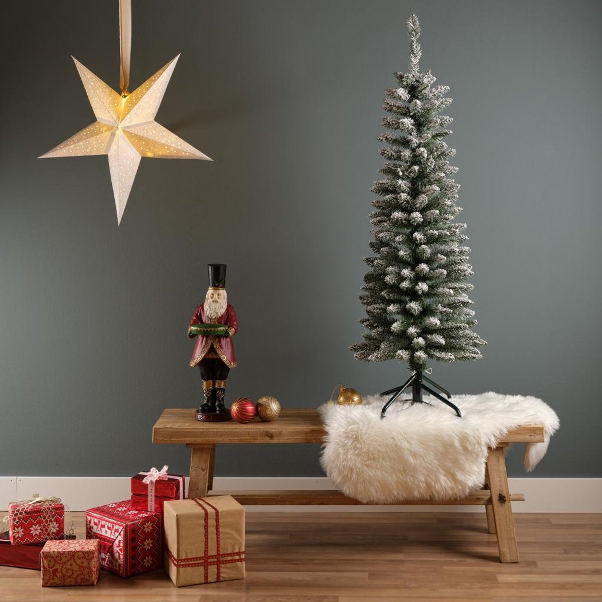 Everlands Pencil Pine Snowy kunstkerstboom - wit/sneeuw - H 180cm – foto 7