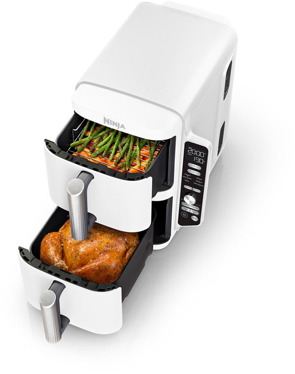 Ninja Double Stack Airfryer XXL - 9.5 Liter - Dubbele Gestapelde Lades - 6 Programma's - Inclusief Kookrekjes - Wit - SL400EUWH – foto 6