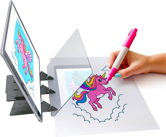 Crafts&Co Tekenprojector voor Telefoon en Tablet - Leren Tekenen & Kleuren voor Kinderen en Volwassenen - DIY - Tekenmachine Beginners - Tekenspullen - Interactief Speelgoed - Sinterklaas Cadeautjes voor Meisjes - Zwart