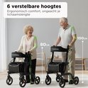 Twee Medzone rollators naast elkaar om hoogteverschil aan te tonen: 80cm en 100cm, met ergonomische handvatten.
