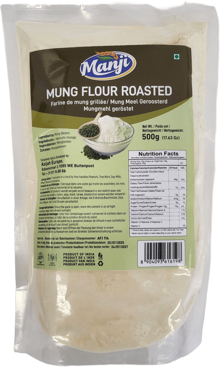 Manji - Geroosterde Mungmeel - Roasted Mung Flour - 3x 500 g