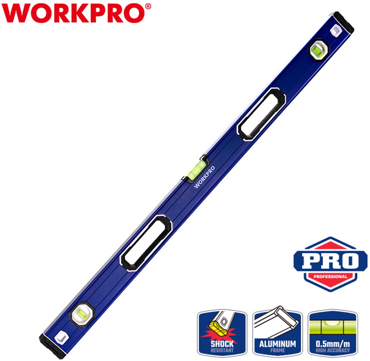 WORKPRO WP262020 Waterpas 600 mm – Aluminium & Magnetische Basis – Professioneel
