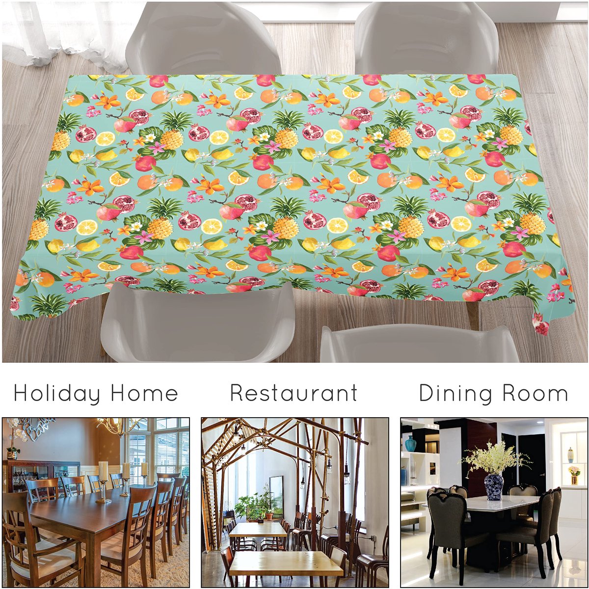 Ibenzoa® Waterafstotend tafelkleed met fruitprint voor rechthoekige eettafel