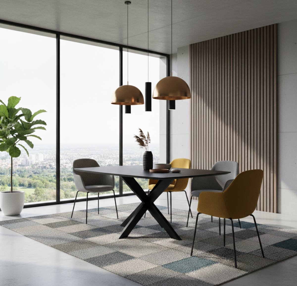 Medahomestore Eettafel Montana 140x140x76 cm – Vierkante Eettafel van Zwart Mangohout met