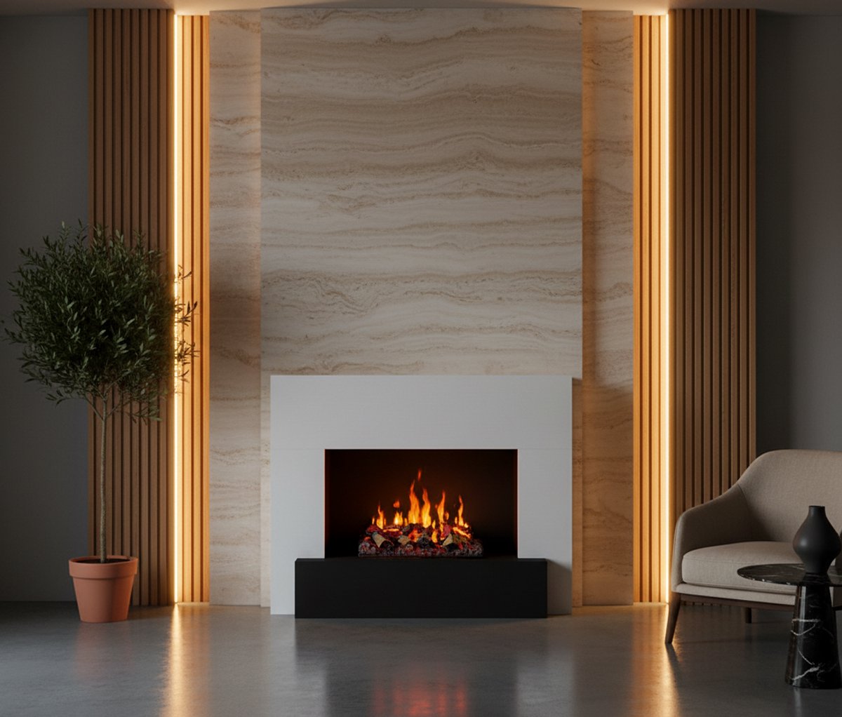 Aurora 3D Waterdamp Sfeerhaard Opti-Myst 600 – Elektrische Vrijstaande Haard met Realistische 3D LED Vlammen, Knisperend Geluid, Afstandsbediening, Houtdecoratie – Moderne Woonkamer Haard 110x90x45 cm, Wit HomeByNicole