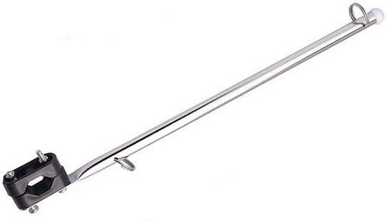 Fes Marine - Mât inox 356mm avec pince de garde-corps - Garde-corps de 19 à 25 mm - Drapeau 20x30 cm