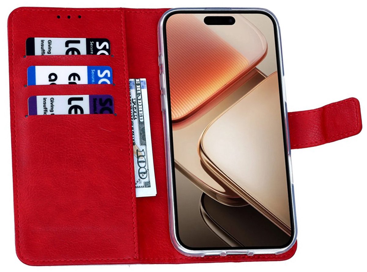 CaseBoutique Bookcase hoesje geschikt voor Xiaomi Redmi 15 4G - Effen Rood - Kunstleer