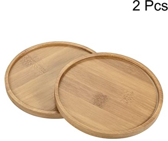 2 Pcs Flower Pot Coasters, 13cm Outer Diameter Bamboo, Round Flowers Drip Tray for Indoor Use — afbeelding 5