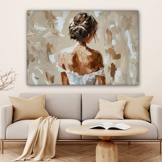 Peinture sur toile 120x80 cm - Décoration murale Femme - Peinture - Abstrait - Beige - Moderne - Décoration murale murale salon - Décoration chambre - Accessoires de chambre - Peintures