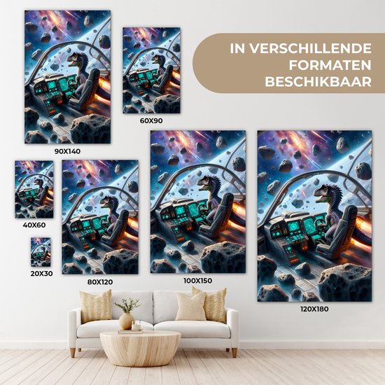 Peinture sur toile 40x60 cm - Décoration murale Dino - Espace - Garçons - Décoration murale murale chambre ado - Décoration chambre pour adolescents - Accessoires chambre jeunesse ado - Tableaux chambre