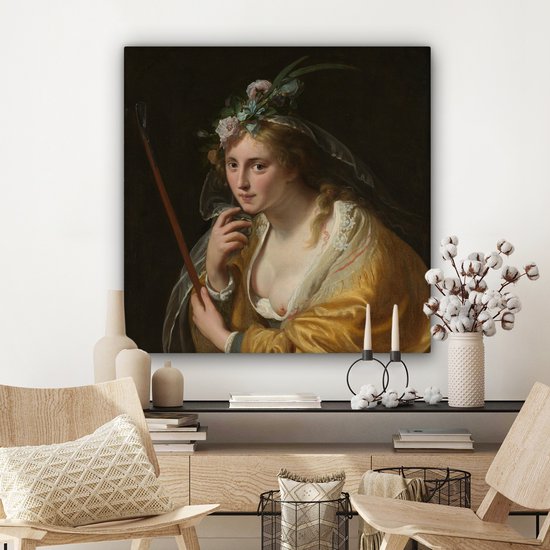 Tableau sur Toile Une Bergère - Peinture de Paulus Moreelse - 90x90 cm - Décoration murale