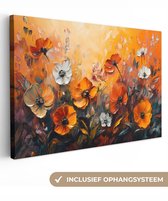 Canvas schilderij 120x80 cm - Wanddecoratie Bloemen - Abstract - Herfst kleuren - Modern - Natuur - Muurdecoratie woonkamer - Slaapkamer decoratie - Kamer accessoires - Schilderijen op canvas