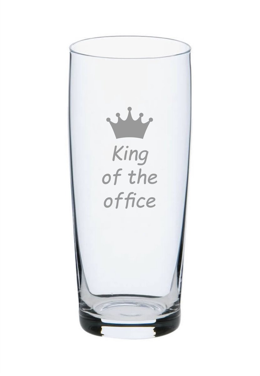 Bierfluitje - Bierglas - Gegraveerd bierfluitje - King of the office - Origineel cadeau - Collega cadeau - Secretaresse dag - Glas graveren - Glas cadeau