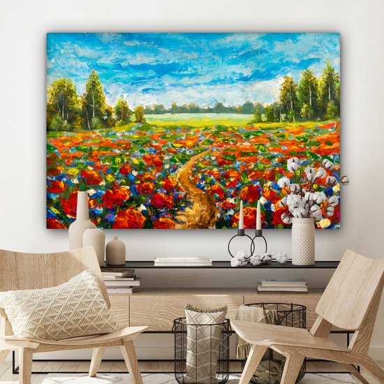 Toile Peinture Huile - Peinture - Fleurs - Paysage - 140x90 cm - Décoration murale