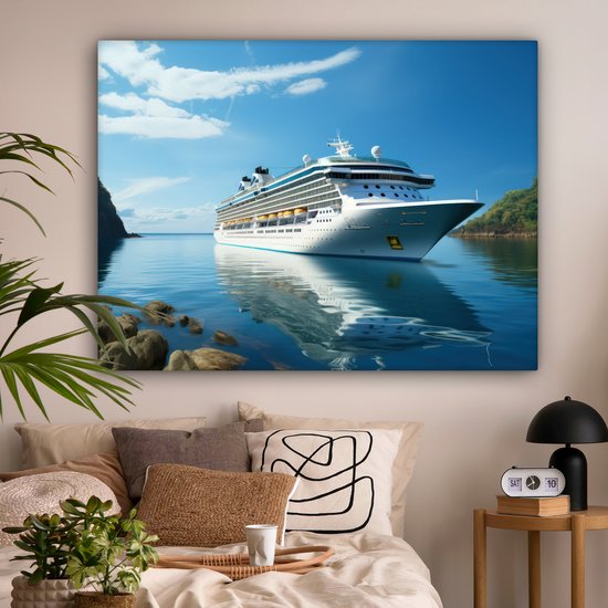 Peinture sur toile 160x120 cm - Décoration murale Bateau - Bateau de croisière - Water - Nature - Maritime - Décoration murale murale salon - Décoration chambre - Accessoires de chambre - Peintures