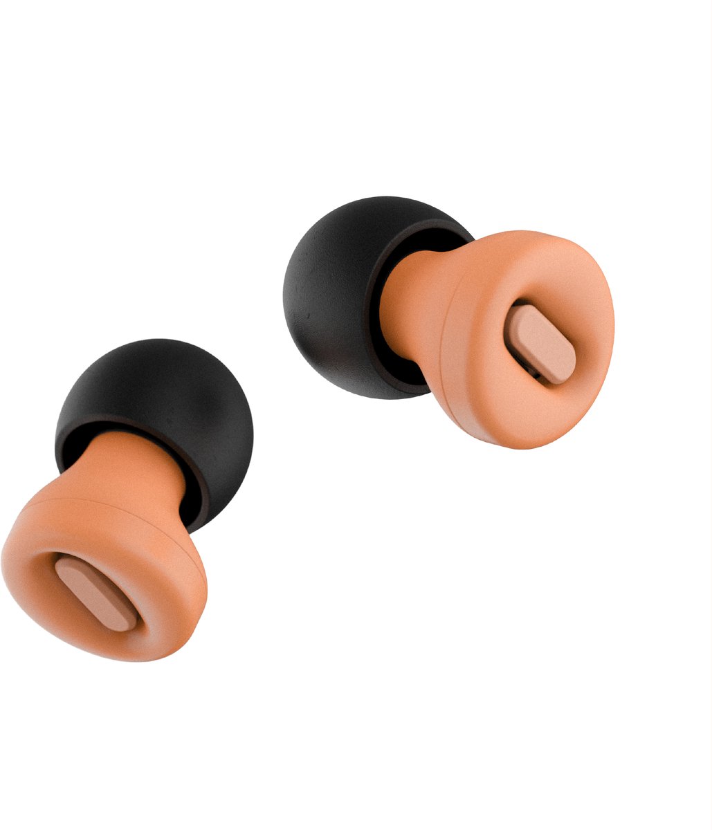 Klar Connect Earplugs- Oordoppen - Voor Sociale Activiteiten - Dagelijks Gebruik- Heldere Spraak - Comfortabele, Herbruikbare Gehoorbescherming - 18 dB SNR Geluidsdemping - 4 Maten Zachte Siliconen Eartips XS/S/M/L - Apricot/Oranje