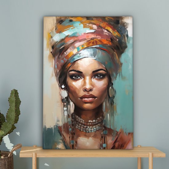 Tableau toile femme 60x90 cm - Décoration chambre adultes - Art moderne - Décoration murale toile toile abstraite - Toile murale cuisine - Photo sur toile - Tableau cuisine décoration maison - Décoration chambre abstraite - Hotel chic