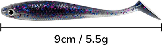 S&D - Shad Set 10 Stuks - 9cm / 5.5g - Grijs / Paars - Realistisch Kunstaas met Glitters & Schubbenpatroon - Voor Snoek, Baars & Roofvis van S&D — afbeelding 3