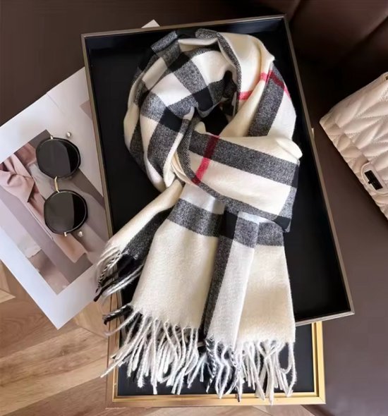 XXL Winter Sjaal Wol 200x70 cm – Dames & Heren – Zachte Warme Sjaal – Grote Omslagdoek – Gebreide Shawl beige