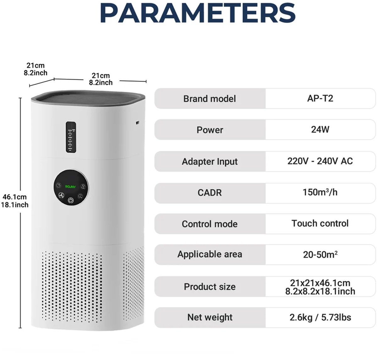 Studio Lyma Luchtreiniger - Luchtbevochtiger - Air purifier - Extra stil - Voor ruimtes van 20-50 m2 - Met vervangbaar HEPA 13 filter + koolstoffilter - Werkt tegen huisstofmijt, hooikoorts, allergie, stof - Met nachtmodus en timer — afbeelding 5
